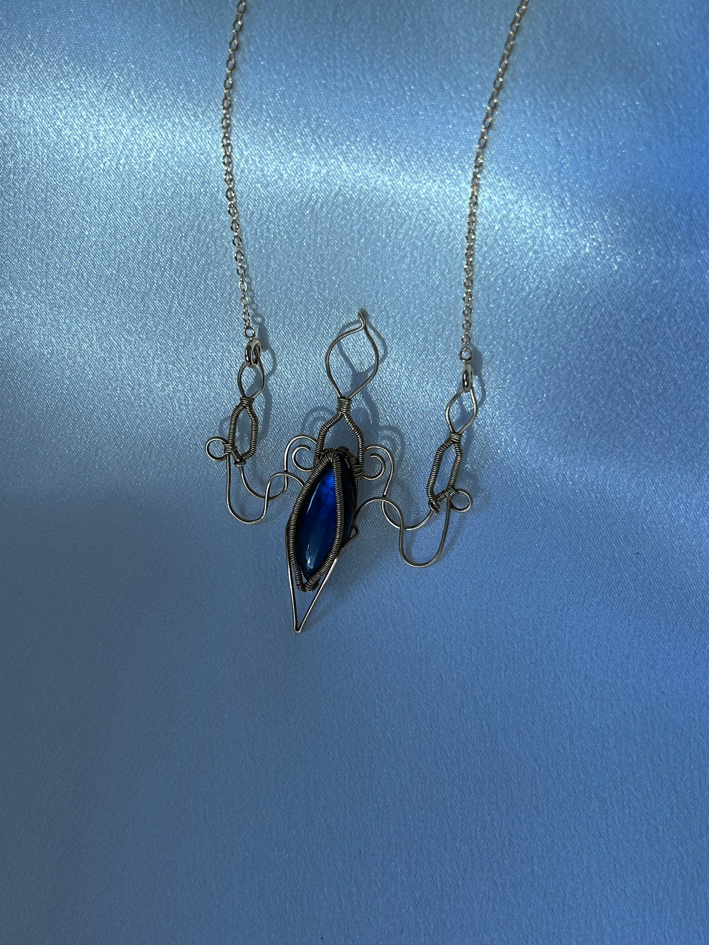 "ENCHANTED BLUE CANDLESTICK" LABRADORITE NECKLACE