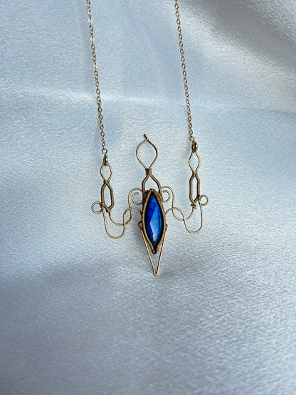 "ENCHANTED BLUE CANDLESTICK" LABRADORITE NECKLACE