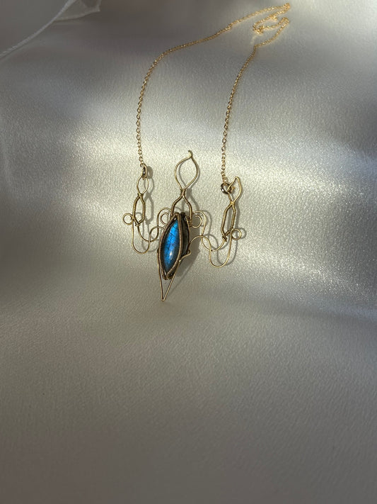 "ENCHANTED BLUE CANDLESTICK" LABRADORITE NECKLACE