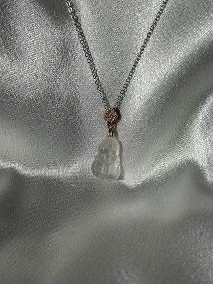 "BUDDHA STATUE" CRYSTAL CARVED NECKLACE