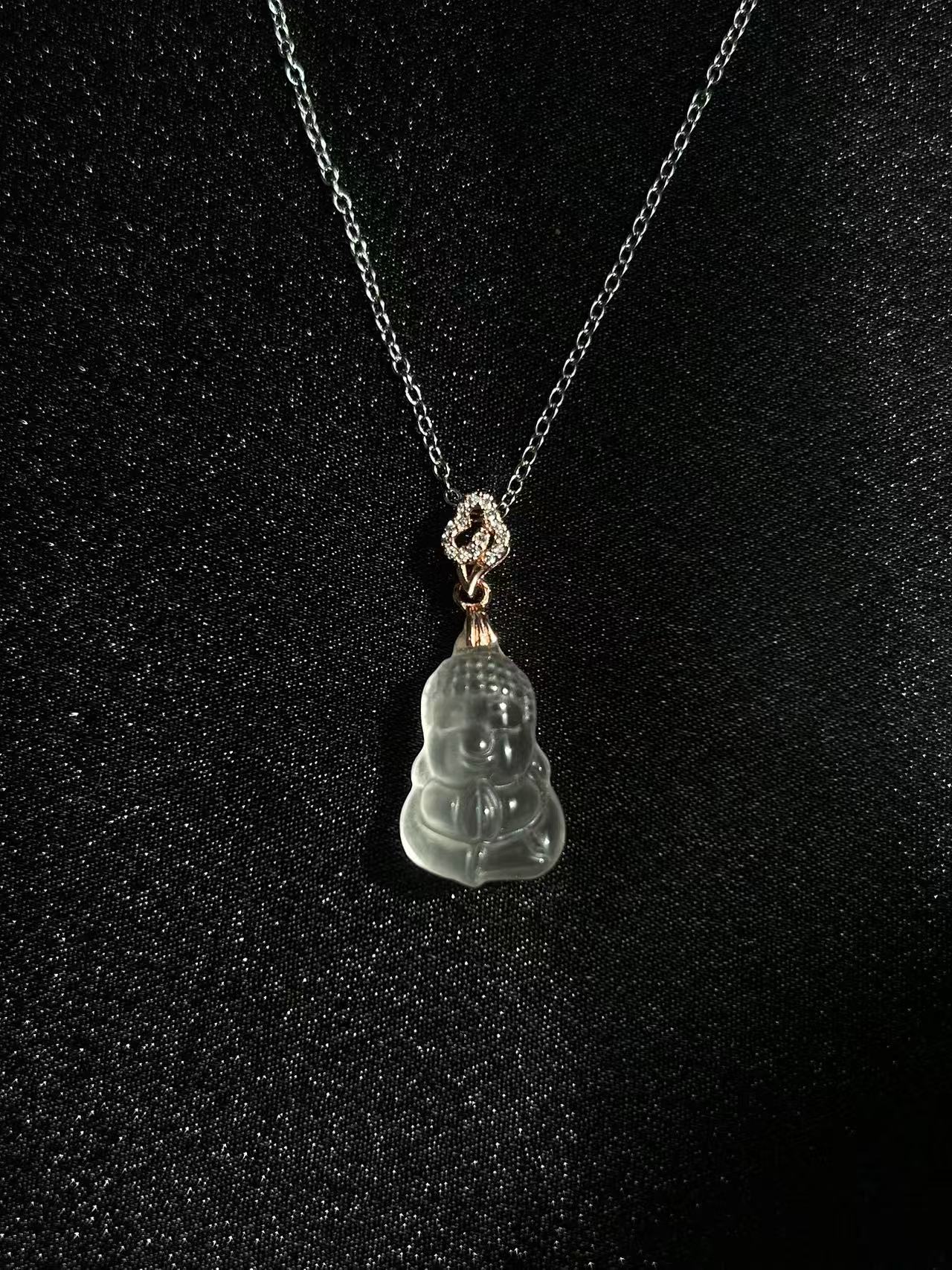 "BUDDHA STATUE" CRYSTAL CARVED NECKLACE