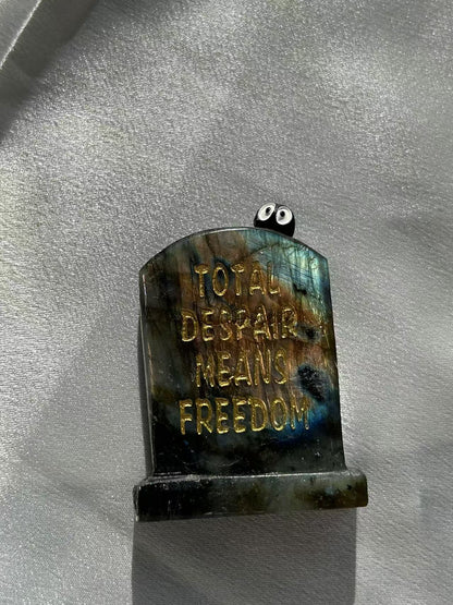 "TOTAL DISPAR MEANS FREEDOM" LABRADORITE TABLE ORNAMENT