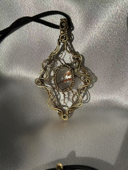 "INTENSE DISCHARGE" GARDEN QUARTZ PENDANT NECKLACE